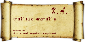 Králik András névjegykártya
